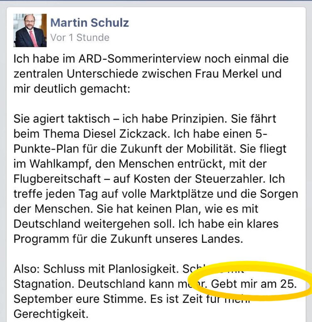 claasrohmeyer's tweet photo. Am 25. September wähle ich diesen Plärrer zum größten Schaumschläger. Am 24. September stimme ich für die Kanzlerin <>. #Schulzdefekt #btw17 https://t.co/w3Xv4qs498
