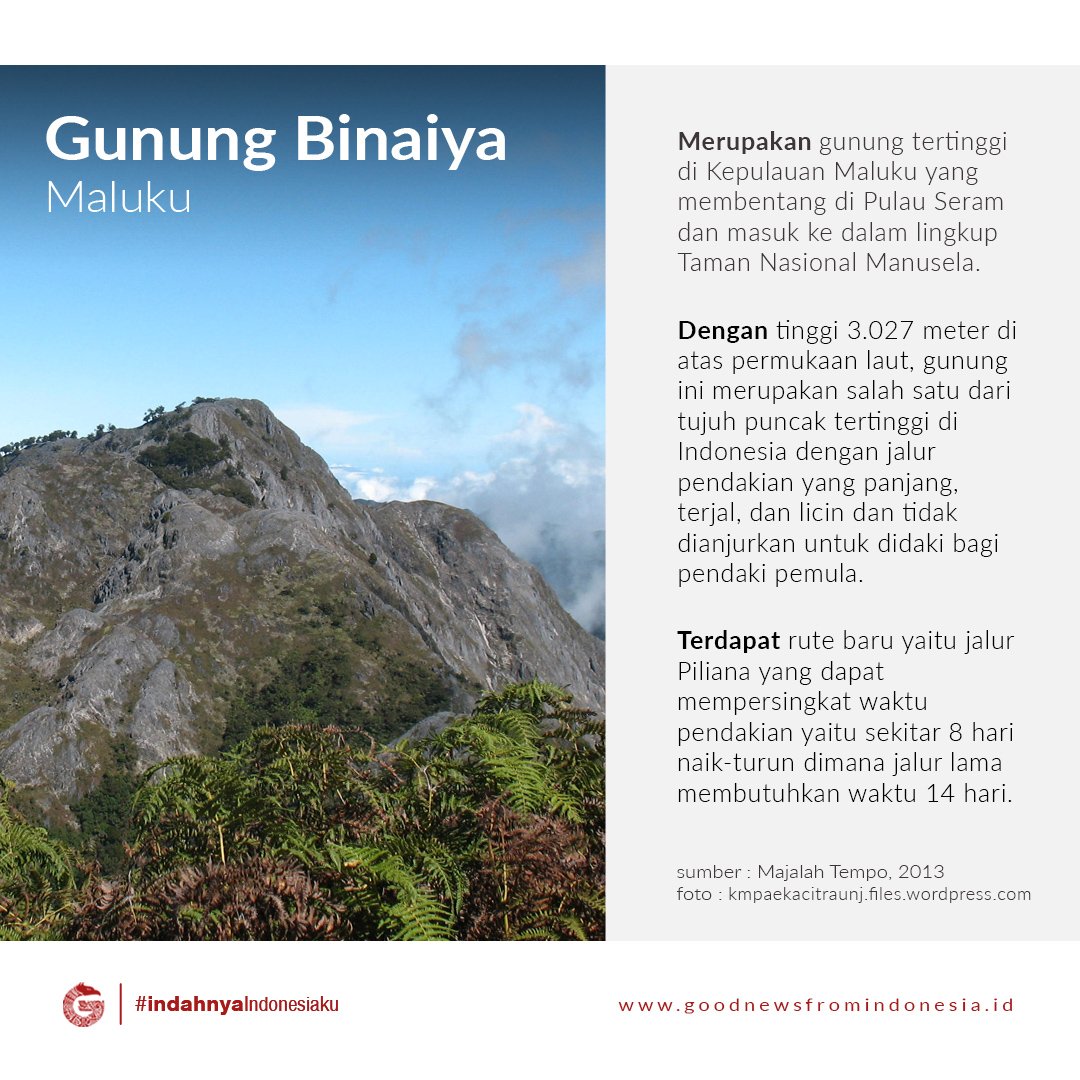 GNFI's tweet photo. Gunung Binaiya, Gunung Tertinggi di Kepulauan Maluku. #IndahnyaIndonesiaku https://t.co/0gNXYMc9B1