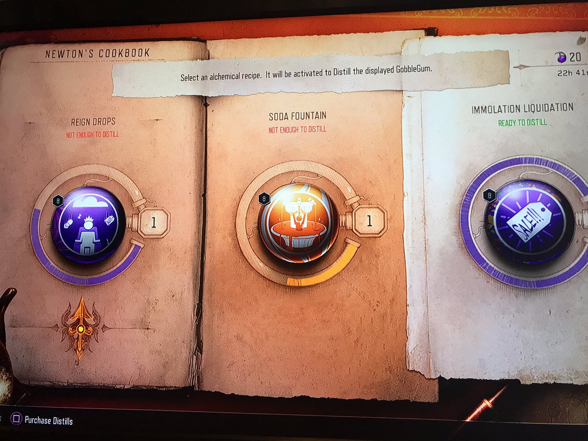 NewtonCookDaily's tweet photo. -Make 1 Reign Drop for 9 Unbearables.
-Make 1 Soda Fountain for 4 Respin Cycles.
-Make 1 Immolation Liquidation for 2 Empheral Enhancements. https://t.co/M7CdKG7BOu