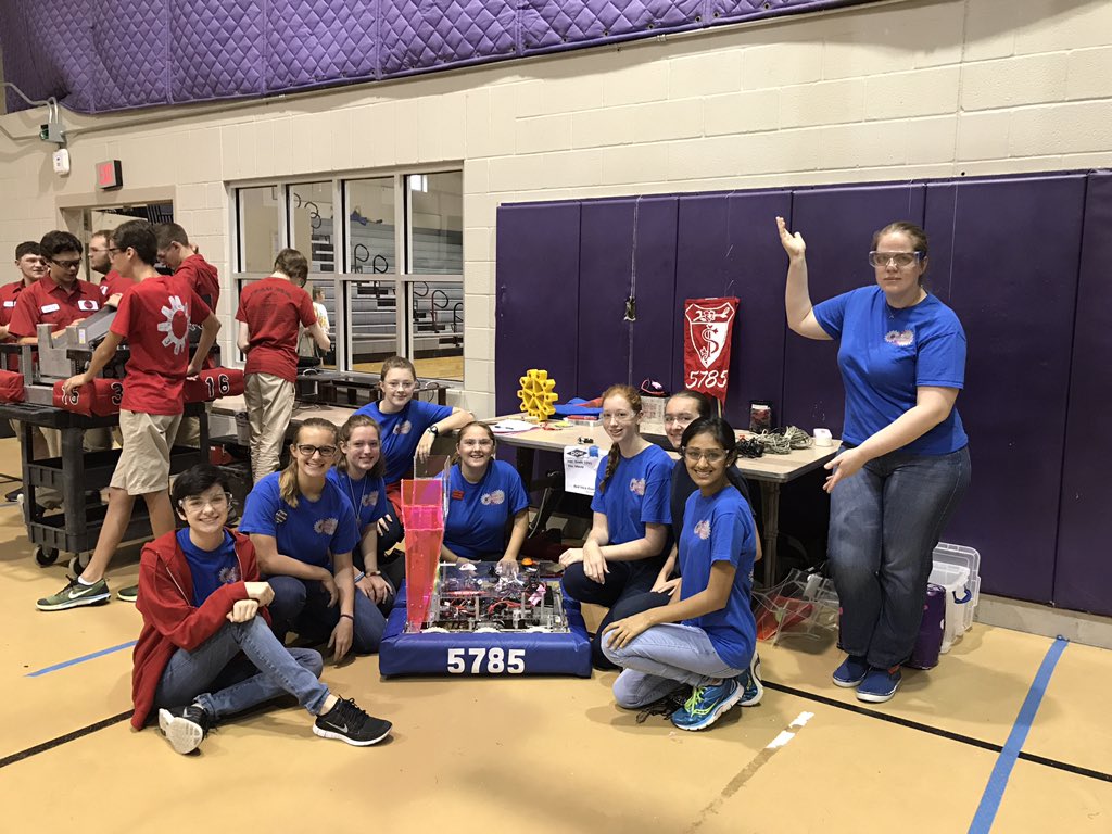 jdvicknair's tweet photo. Cheering on St. Joseph's at the @DowChemical Red Stick Rumble today!! #redstickers #girlsinSTEM #allgirlsteam @FIRSTweets #robotics https://t.co/4ECcljXqtQ