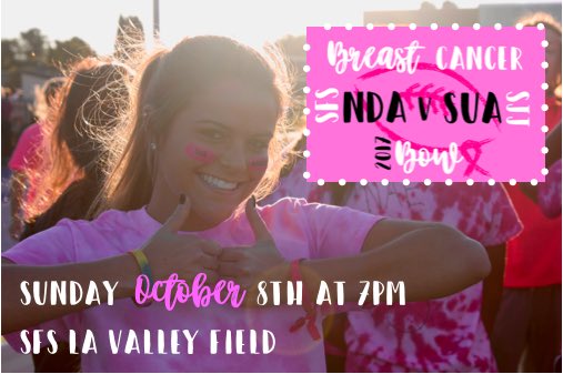 toledoBCB's tweet photo. Mark your calendars! The 2nd annual Breast Cancer Bowl is taking place at SFS' LaValley Field on October 8th @ 7PM💗🏈#4schools1cause #NDAvSUA https://t.co/7TIHPcXKY8
