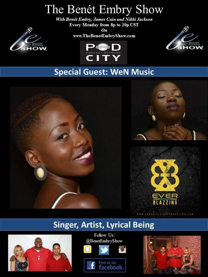 BenetEmbryShow's tweet photo. Tomorrow on @BenetEmbryShow is @WeN_Music
#InternationalInterview #TuneIn to https://t.co/Mu9pBF1epP 8p to 10p CST https://t.co/TBONqOXDbo