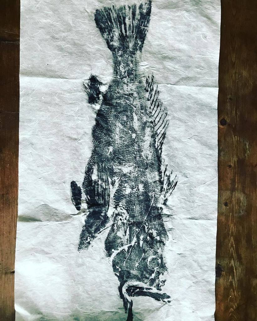 David_Roberts_'s tweet photo. Sand Bass Gyotaku https://t.co/m0Fra7EbeP https://t.co/E2Db6WvDmc