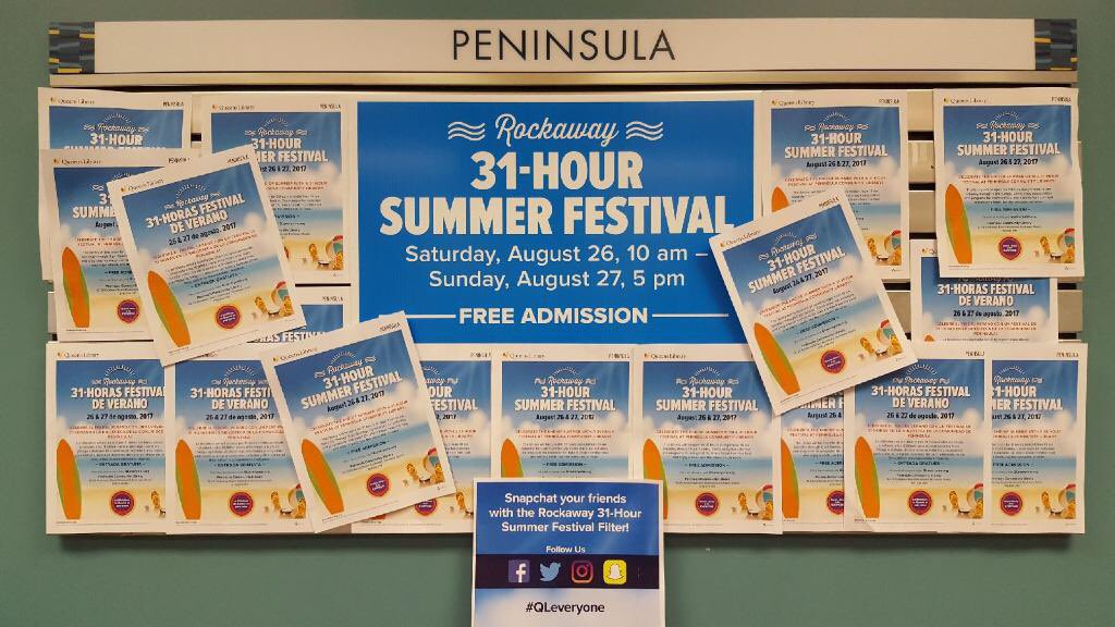 QPLNYC's tweet photo. Thank you again for joining us for the #Rockaway 31-Hour Summer Festival at #PeninsulaLibrary! #Rockaways #RockawayBeach #QLeveryone https://t.co/HoCJEg1ORK