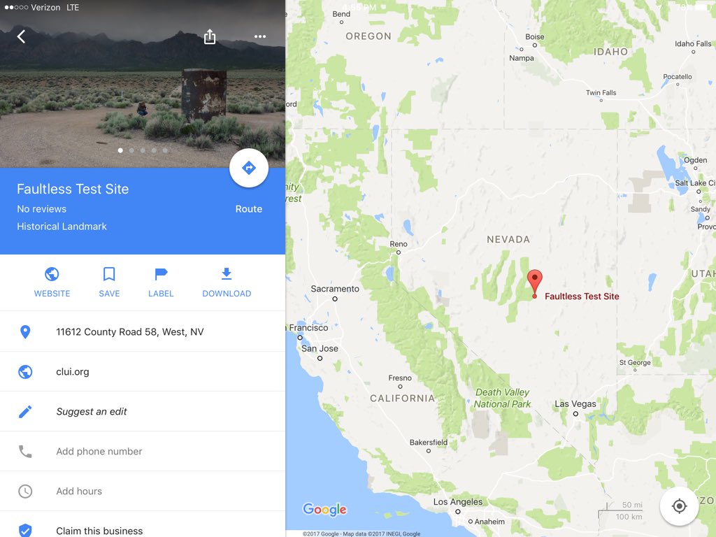 NJ7H_retired's tweet image. Thinking Operation Faultless test site might be a good spot to continue #AtomicAMSAT activations on the way to Reno clui.org/ludb/site/faul…