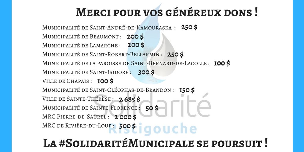 Ristigouche's tweet photo. La #solidaritemunicipale est plus vivante que jamais! Merci pour votre formidable appui à #solidariteristigouche! > https://t.co/0DA08xskrw https://t.co/zmiZCe0TCJ