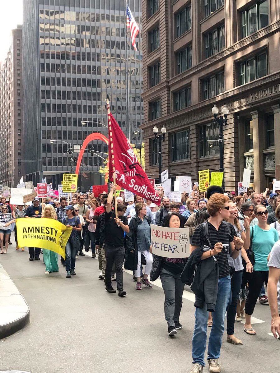 #ChicagoDSA members at today's rally &amp; march #NoHateChi