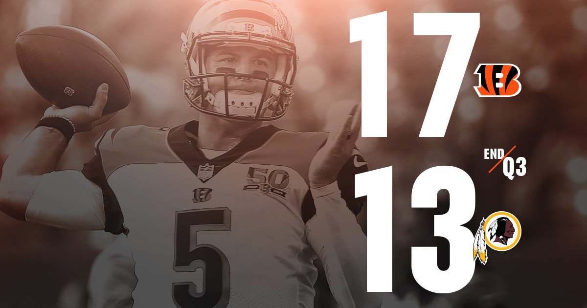 END OF THIRD QTR. #CINvsWAS https://t.co/prxMwvKbXm