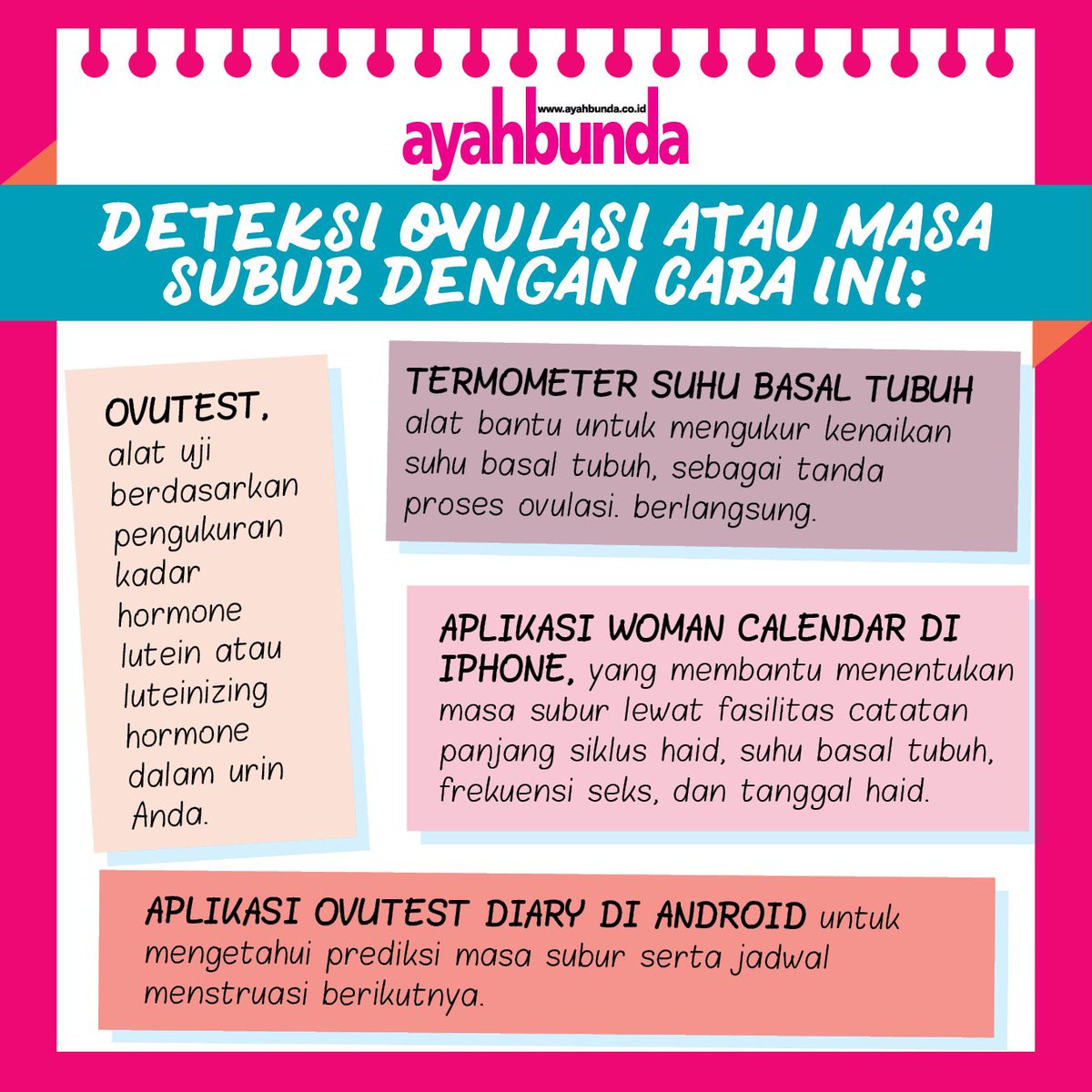 Ayahbunda's tweet photo. Cara-cara ini bisa Anda gunakan untuk mendeteksi ovulasi atau masa subur. #ayahbunda #tipsAB #prakonsepsi https://t.co/idlSBfQooQ