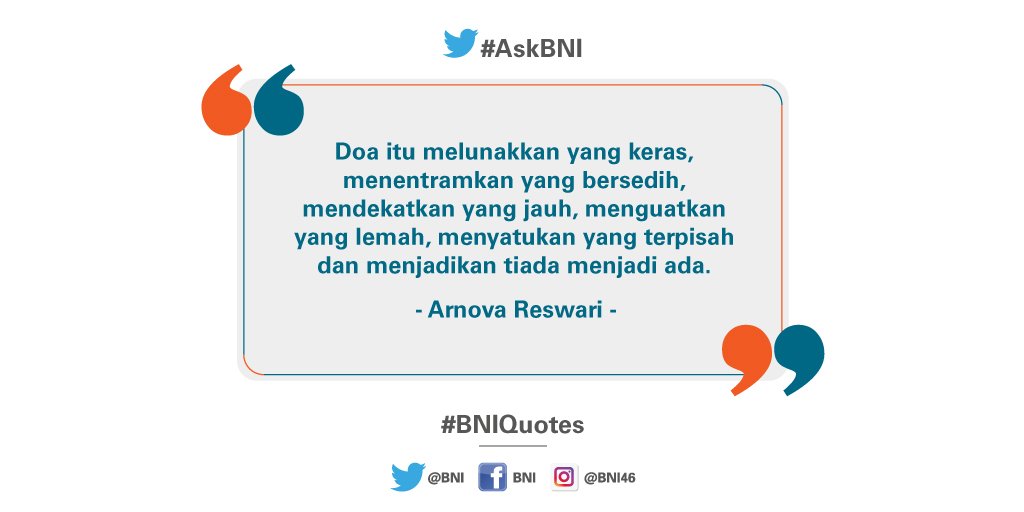 BNI's tweet photo. Jangan lupa berdoa sebelum memulai aktivitas Anda hari ini ya :) #BNIQuotes https://t.co/musJegTT53