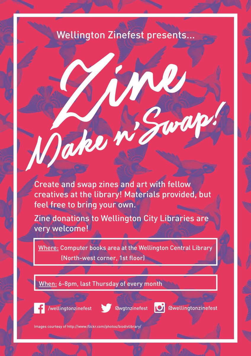 wgtnzinefest's tweet photo. Come and make zines with us this Thursday! 6-8pm at @wcl_library Central library, all welcome! Materials provided! https://t.co/gOJpIbB7x5
