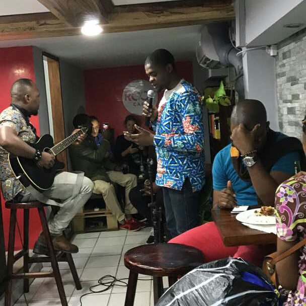 Pacembre's tweet photo. TBT last friday night.@RootCafe_ this poetry session was so wonderful😍😍😍@freethinkingST thank you 4 all😙😙😙 @ARSDY237 😙😙😙 #SnuggUp😎 https://t.co/SjJRUOzBuw