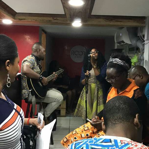 Pacembre's tweet photo. TBT last friday night.@RootCafe_ this poetry session was so wonderful😍😍😍@freethinkingST thank you 4 all😙😙😙 @ARSDY237 😙😙😙 #SnuggUp😎 https://t.co/SjJRUOzBuw