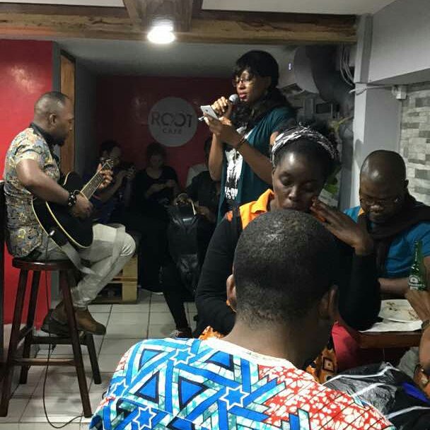 Pacembre's tweet photo. TBT last friday night.@RootCafe_ this poetry session was so wonderful😍😍😍@freethinkingST thank you 4 all😙😙😙 @ARSDY237 😙😙😙 #SnuggUp😎 https://t.co/SjJRUOzBuw