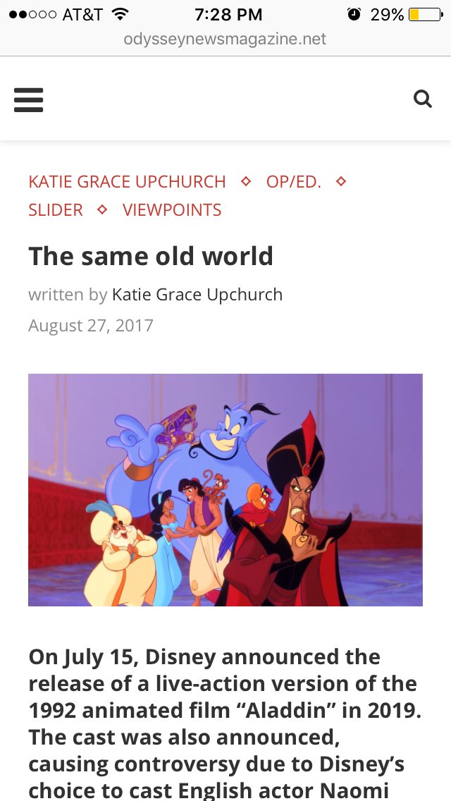 VGarciaPo_cchs's tweet photo. the new "aladdin" cast is problematic ‼️https://t.co/SnLmdnLfaX 1ST VIEWPOINTS ARTICLE OF THE YEAR LET'S GO!! #goviews https://t.co/YOADkbOE9e