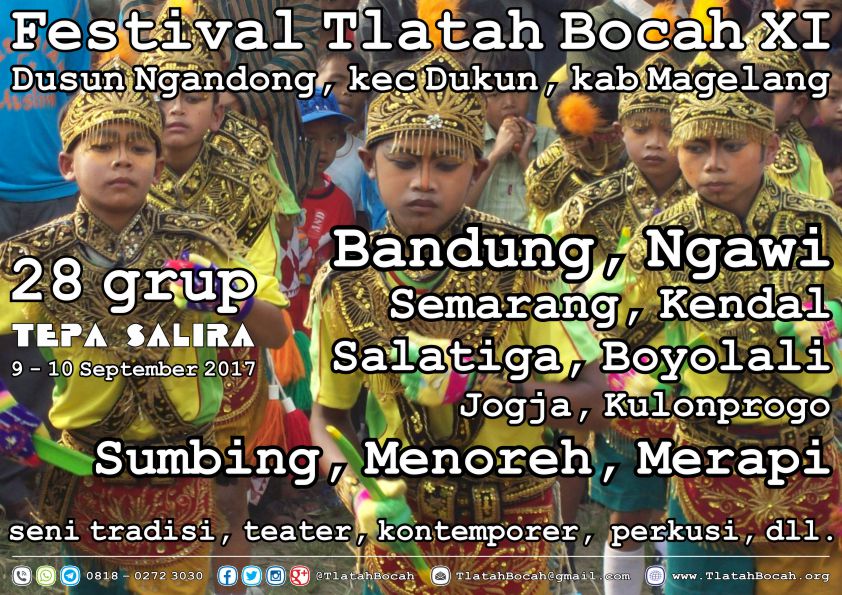 TlatahBocah's tweet photo. Kesenian Bandung sd Ngawi dll akan pentas di Festival Tlatah Bocah XI tgl 9-10/9/17 dusun Ngandong, #TepaSalira #FestivalTlatahBocahXI https://t.co/yv3jQtCmHp