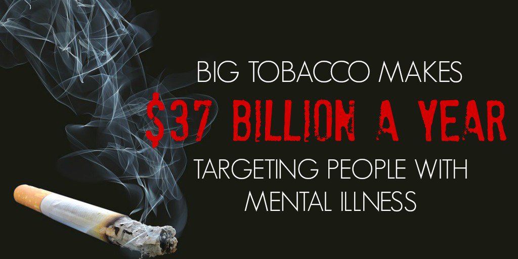 SenatorDurbin's tweet photo. Big Tobacco preys on people with mental illness and substance disorders to boost their profit margins. Sick. #FinishIt @truthinitiative https://t.co/oLNtPA1LQq