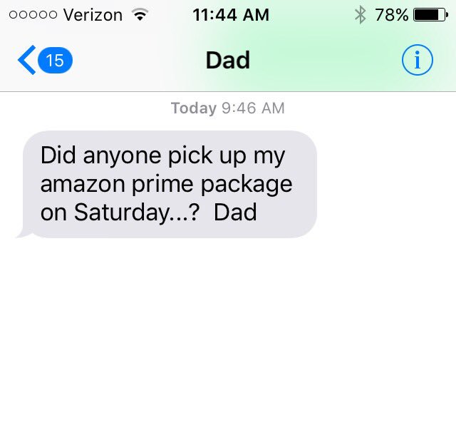 BrynleeWade's tweet photo. My dad still hasn't figured out that you don't need to sign your name at the end of a text.. https://t.co/3hJmDUv0xz