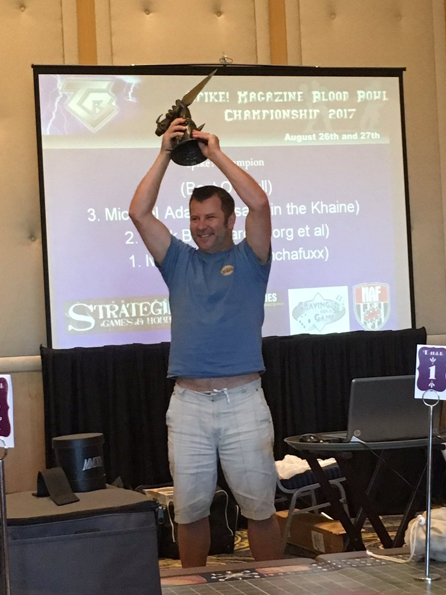 GrantHalitosis's tweet photo. Huge congrats to Ivan who went 6-0 with Dark Elf to WIN the @SpikeMagazineBB 2017!
@NafCanada @OfficialNAF #bloodbowl Well done sir! https://t.co/7Nn6CEAuUF