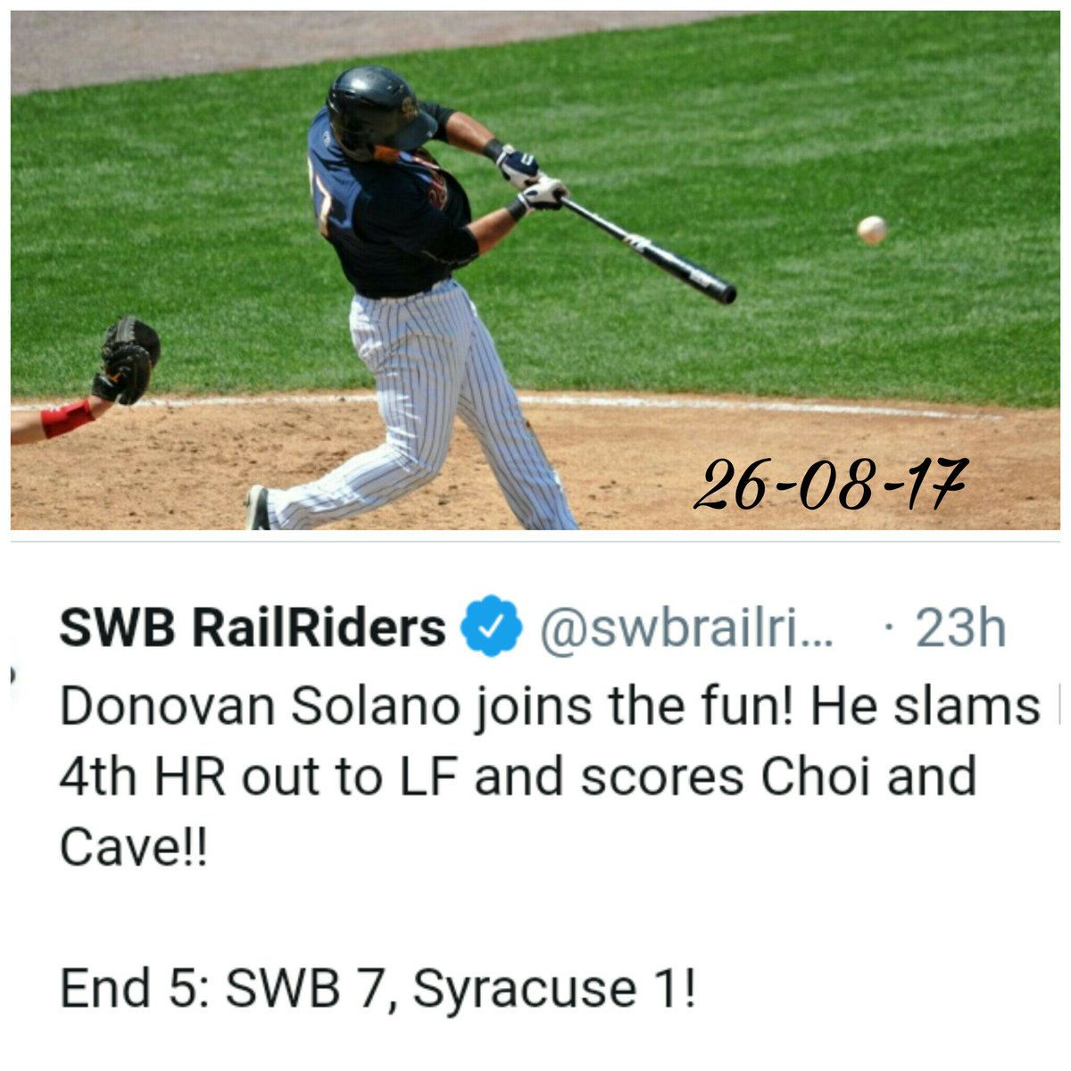 TeamDonovanS17's tweet photo. @DonovanSolano17  Se fue ayer de HR con su equipo @swbrailriders ⚾😎#GloriaADios https://t.co/Zu0sbzpFiZ