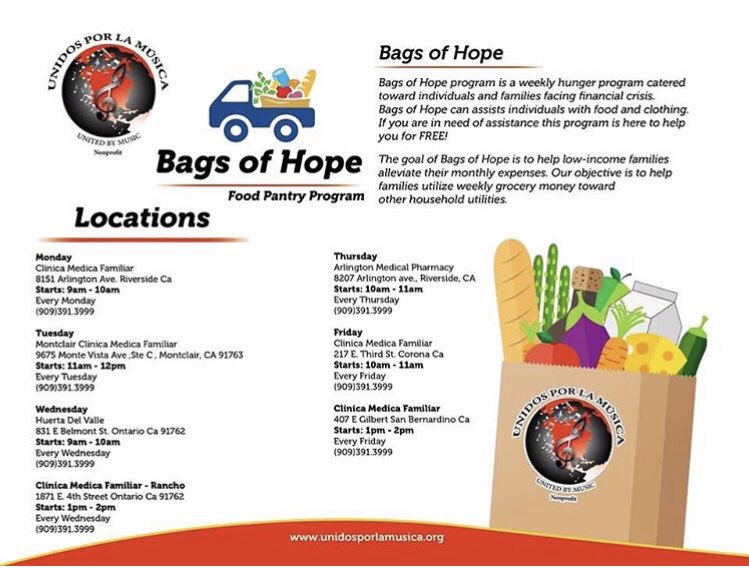 unidospormusica's tweet photo. Happy Sunday, These are the Locations of our Food Distribution of the week
#BagsofHope #FoodPantryProgram #uplmnonprofit https://t.co/cldgeQSDup