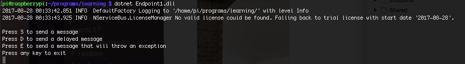 dbelcham's tweet photo. #nservicebus running on RaspberryPi using the Learning Transport https://t.co/k3TNXSaryK