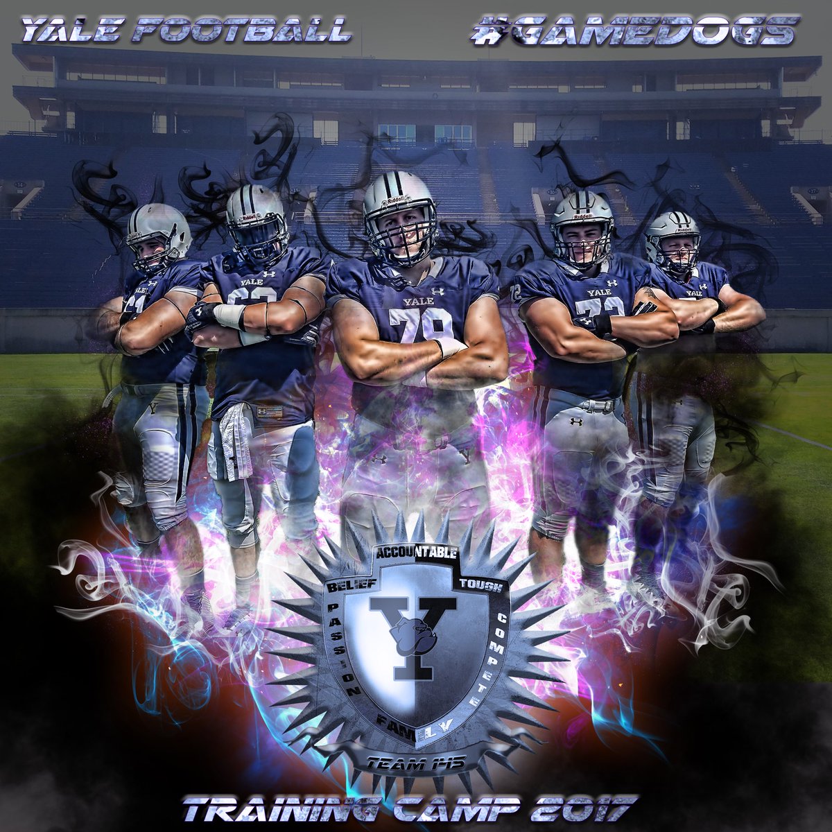 yalefootball's tweet photo. Congrats to the O-Line paving their way to #DogoftheDay!!  Their #BulldogBuilt mentality showed all day long!! #Team145 
#ELI18 https://t.co/eisWCSQCaD