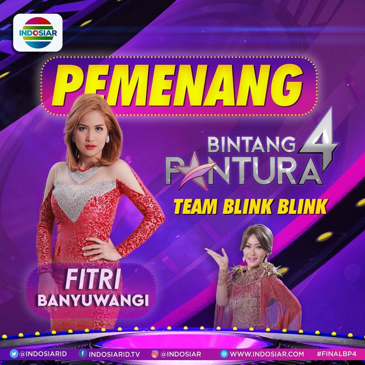 Inul Daratista telah berhasil mengantarkan Fitri dari Banyuwangi menjadi pemenang #BintangPantura4
Berikan ucapan selamat kalian. #FinalBP4