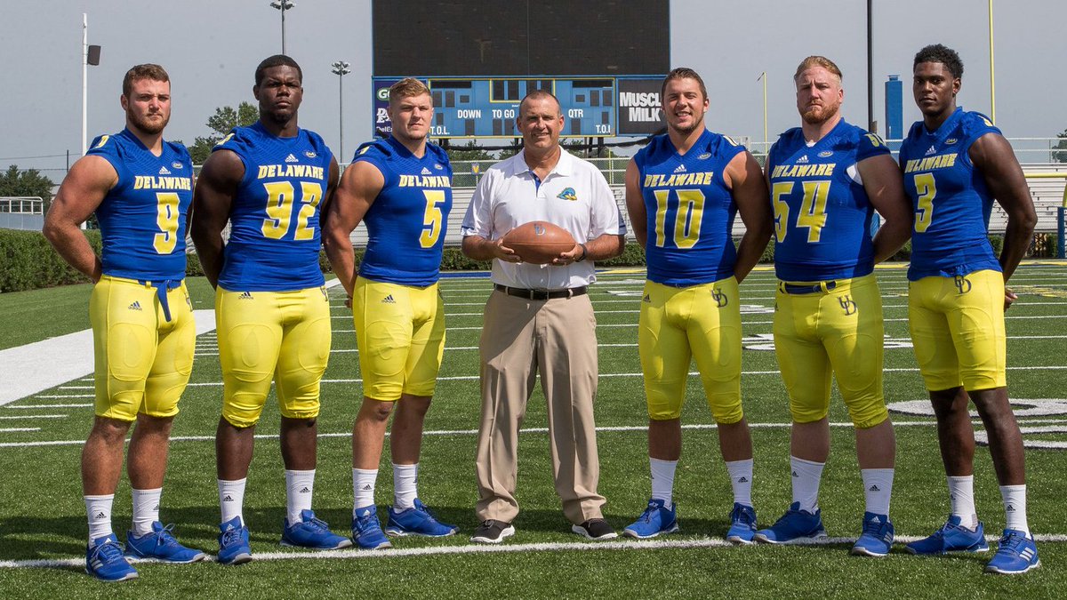 Delaware_FB's tweet photo. Time for another shout out to the #BlueHens newest captains. Congrats @Lal_Pack, @Legendaryking__, Kyle Yocum! https://t.co/4pjNs89Aqt https://t.co/RyYswimmoD
