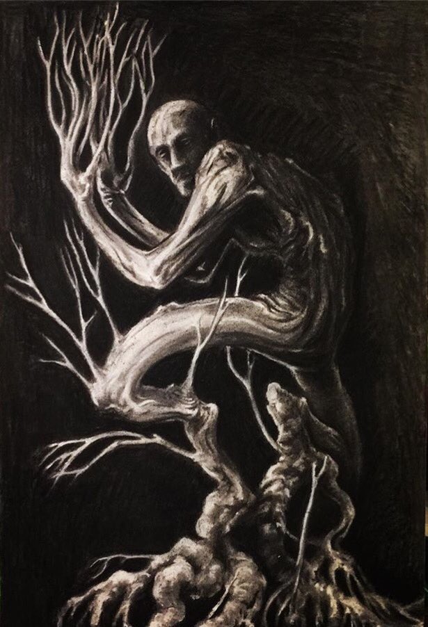 jonstrode's tweet photo. Treeple, an original character. 20x30" charcoal on paper. #artist #tree #treeple #absurdist #doubletake #jonstrode #charcoal https://t.co/XdLjZLXwwJ