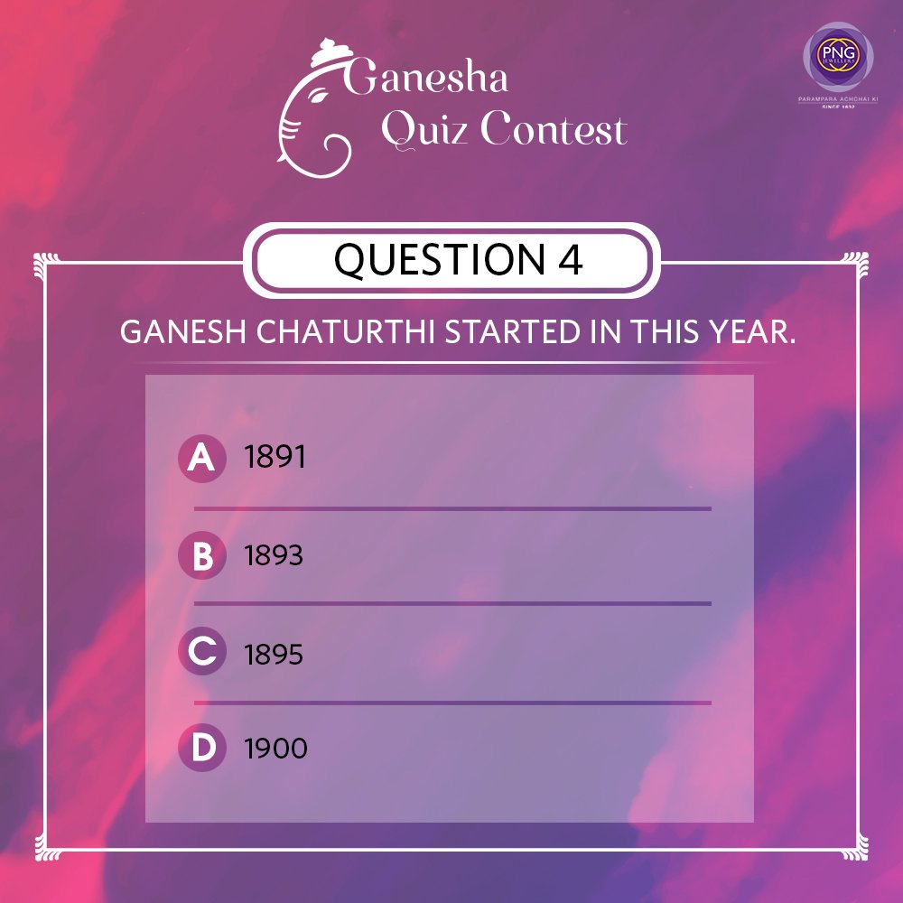 PNGJewellers's tweet image. #ContestAlert!

#GaneshaQuizContest 

#Question4 

Put your knowledge to test with our #GaneshaQuizContest

ᑭᗩᖇTIᑕIᑭᗩTE ᑎOᗯ!

#PNGJewellers