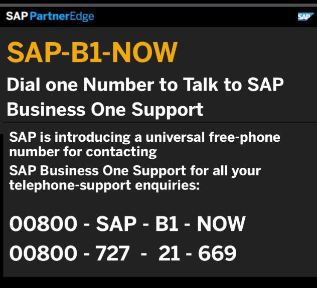 anil_marali's tweet photo. Great news!! Checkout #SAPB1NOW ✨Universal free-phone support no for your country #SAPBusinessOne @SAPPartnerEdge 

https://t.co/yEx259oxWn… https://t.co/ZqI3hSUNBp