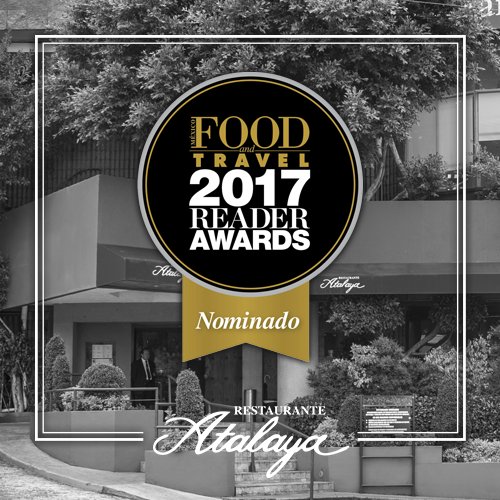 ¡Ayúdanos a votar por <a href="/atalayamexico/">Restaurante Atalaya</a> como #MejorRestauranteConsolidado en <a href="/FoodandTravelMX/">Food and Travel MX</a> #2017ReaderAwards! foodandtravel.mx/awards/