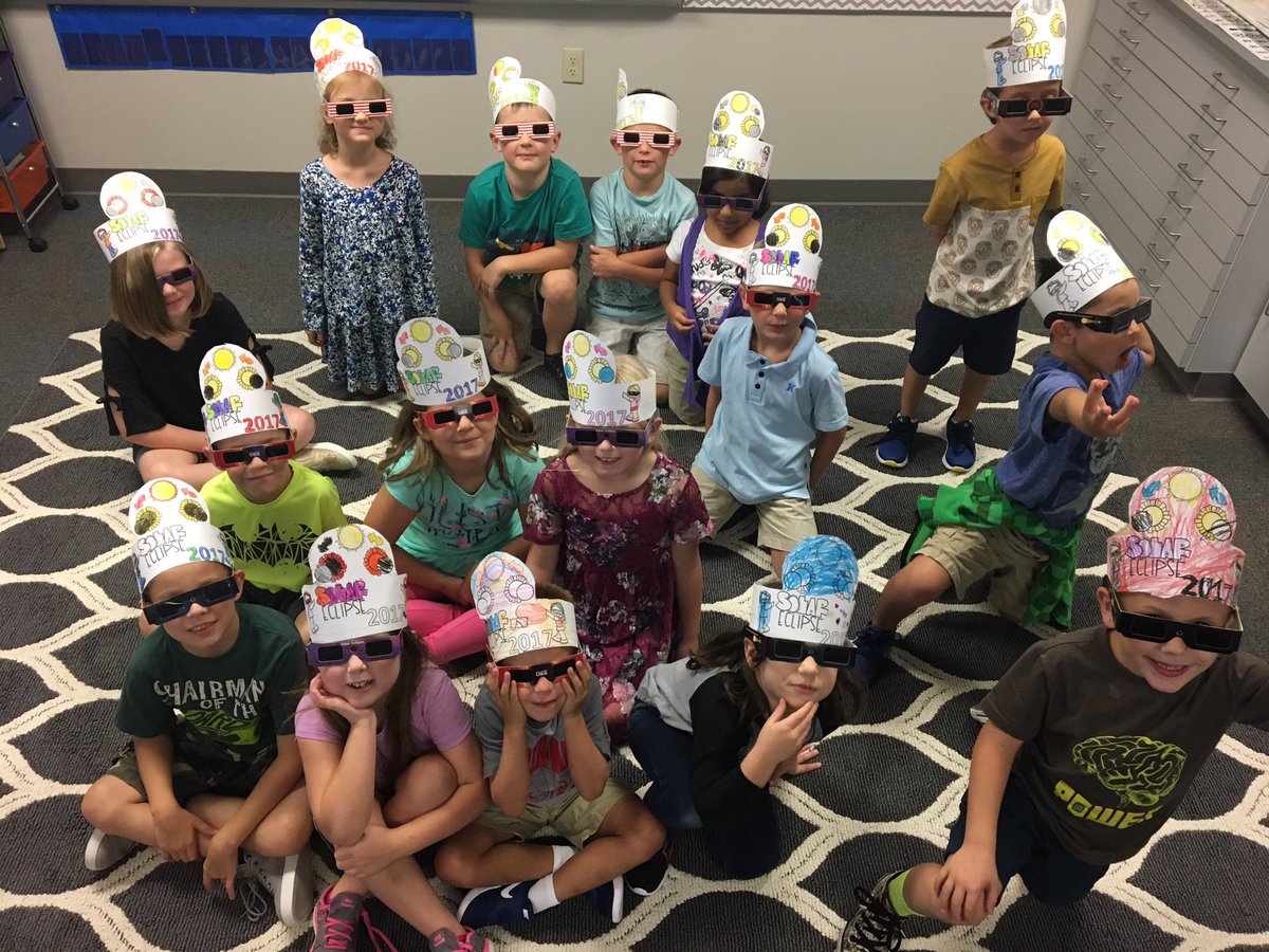 JulieMcMahan1st's tweet photo. We observed the solar eclipse via live stream on Monday in style! 😎 @longbranch1st @Longbranch_Elem https://t.co/9RcbZQiTrP