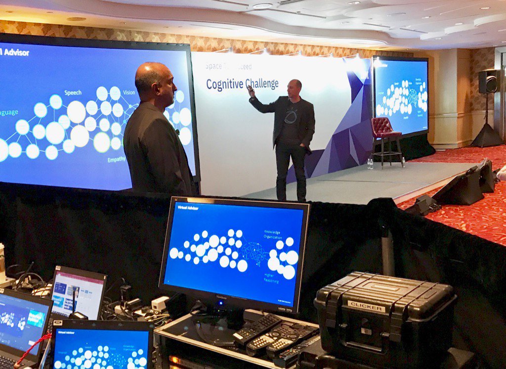 cdick005's tweet photo. Terry Hickey &amp; Simon Thomas kicking off the "Cognitive Challenge" at the All Partner Event in Singapore. #Cognihack https://t.co/LWB2OncwaY