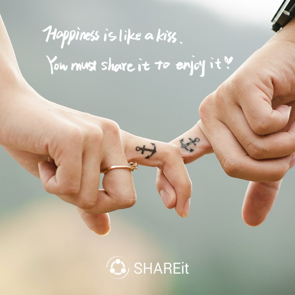 SHAREit_India's tweet photo. #SHAREquote
Happiness is like a kiss, you must share it to enjoy it :) https://t.co/ncy3UWdhM9