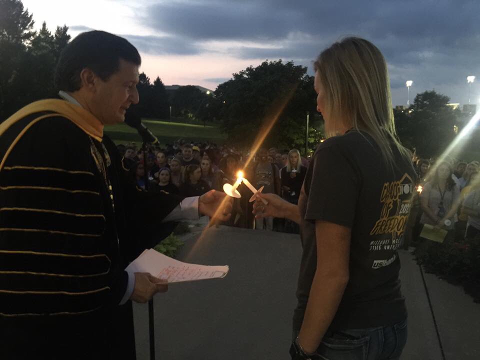 NewGriffs's tweet photo. Congratulations to the @MissouriWestern Class of 2021, our Class of Freedom! Our inaugural candle lighting ceremony was a success! #ItWasLit https://t.co/uDa4U3kSqg