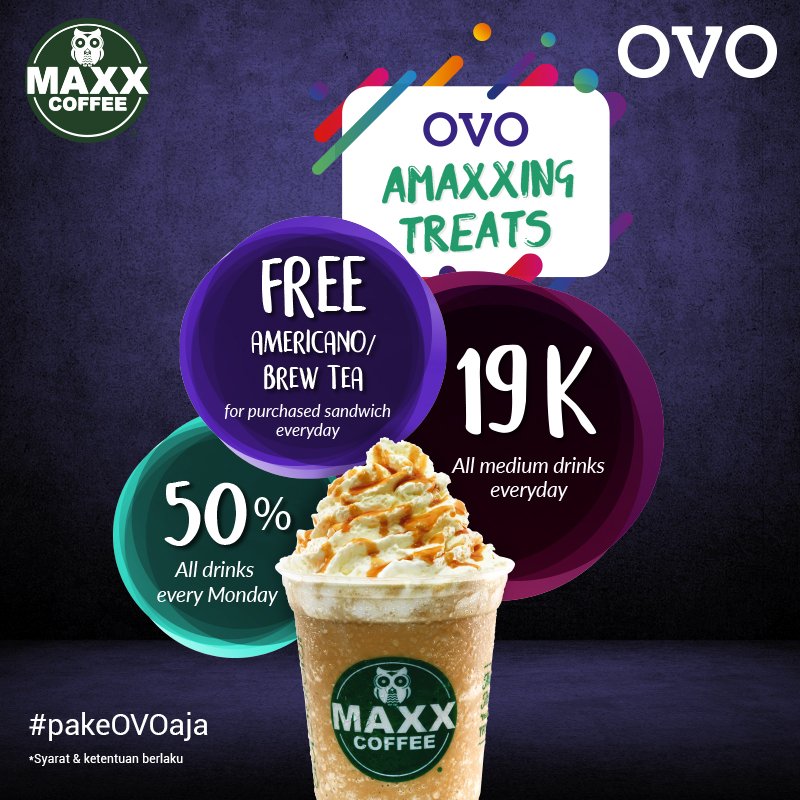 ovo_id's tweet photo. Nikmati berbagai penawaran menarik dari @maxxcoffeeID! Top up #OVOCash kamu dan dapatkan keuntungannya. https://t.co/Zvz3qy34WU #pakeOVOaja https://t.co/H6jUYCpOis