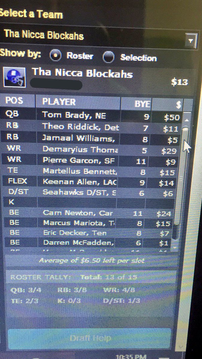frenchuce's tweet photo. Yes I did spend that much on Brady haha had to get @jswaggdaddy cuz gotta rep former BYU players! #ESPNFantasyDraft https://t.co/auNiUC9gXZ