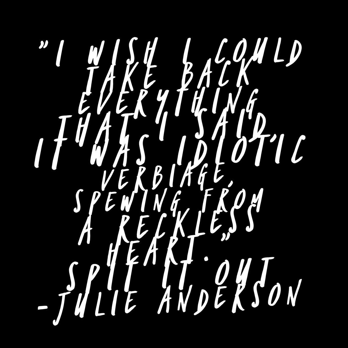 1JULIEANDERSON's tweet photo. "... incontinent emotions & innate fear."
Spit It Out
@1JULIEANDERSON
https://t.co/NsE7RIBTvy
via @femininecollect
#Poetry
#PoetryPortrait https://t.co/JiVL9GKwuZ