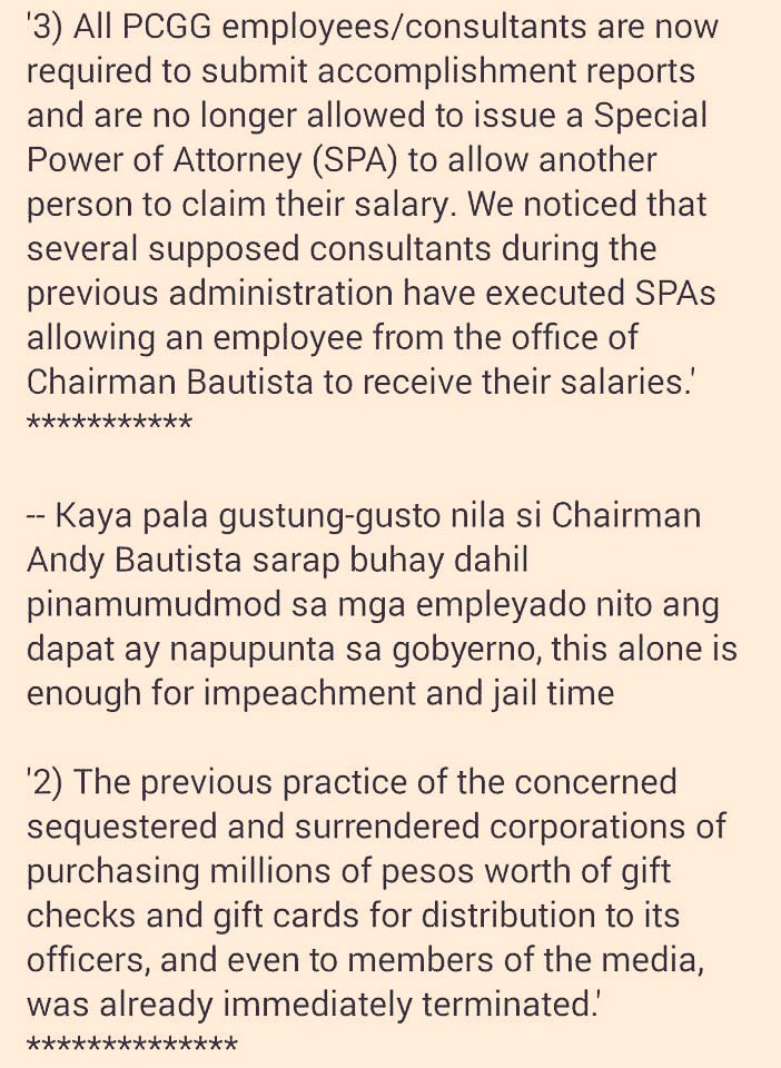 JGimoro's tweet photo. About Andy Bautista during his term when he was a PCGG chairman. ✅Please Read...fyi...
#ImpeachAndyBautista 
#FocusOnAndysCase https://t.co/dOHk6qZxr2