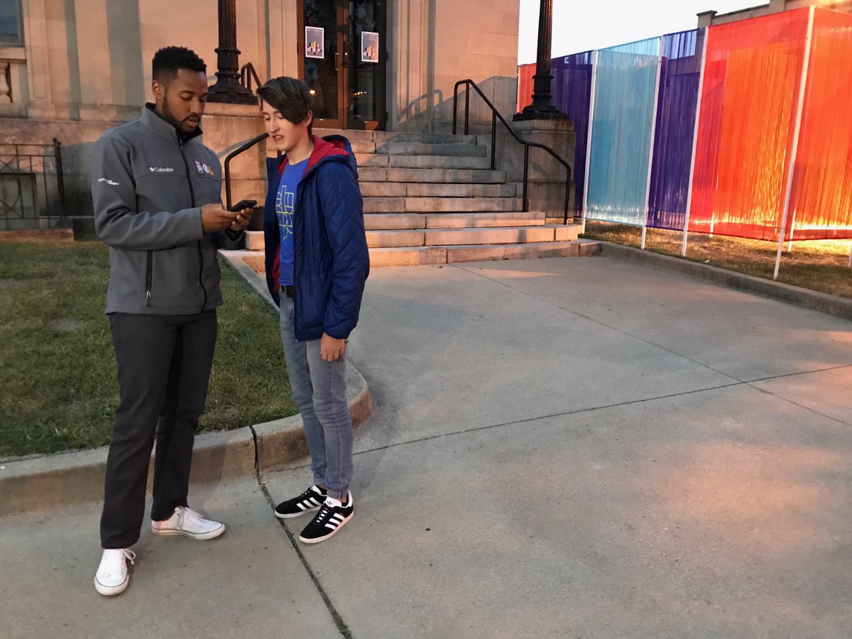 exhibitcolumbus's tweet photo. The sun is coming up and we're at High School Installation! Live at #betweenthethreads with @KyleKingen &amp; @Kyle_Inskeep / @FOX59 🎥 https://t.co/xNga90sEvo