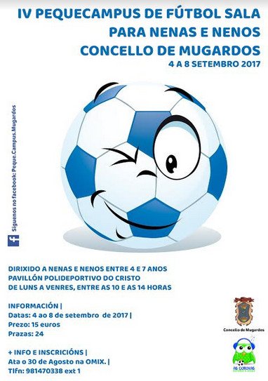 futsalterra's tweet photo. El 30 de agosto se cierra el plazo de inscripción en el IV PequeCampus mixto Concello de Mugardos | https://t.co/gTbrQHlevH https://t.co/y0FePEcAFf