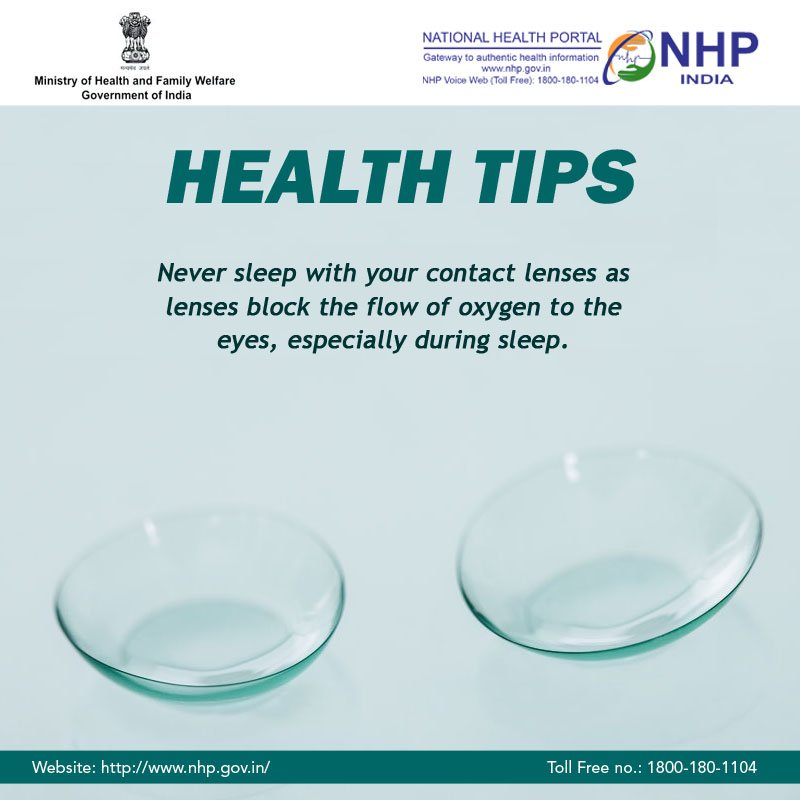 NHPINDIA's tweet photo. Never sleep with your contact lenses as lenses block the flow of oxygen to the eyes, especially during sleep.
#EyeDonation #MondayMotivation https://t.co/zQ5X0Xbhjp