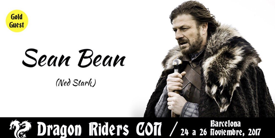 #SeanBean will join us to <a href="/dragonriderscon/">Dragon Riders Con</a> in Barcelona. eventbrite.es/e/entradas-dra… #GameOfThronesFinale #GoTS7