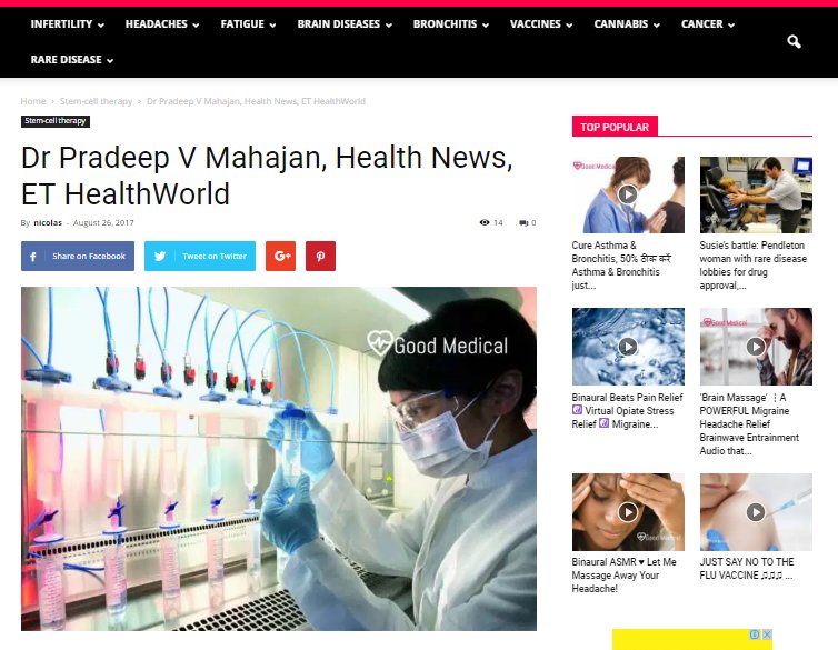 AdigosStemCell's tweet photo. Dr Pradeep V Mahajan, Health News, ET HealthWorld. 
for more details click on below link:
https://t.co/gKg9HoumkK https://t.co/Z2xniVeLz1
