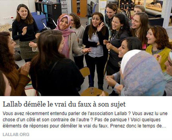 AssoLallab's tweet image. La FAQ de #Lallab qui démêle le vrai du faux suite aux attaques répétées et révélatrices du travail à accomplir 💪💪💪
lallab.org/lallab-demele-…