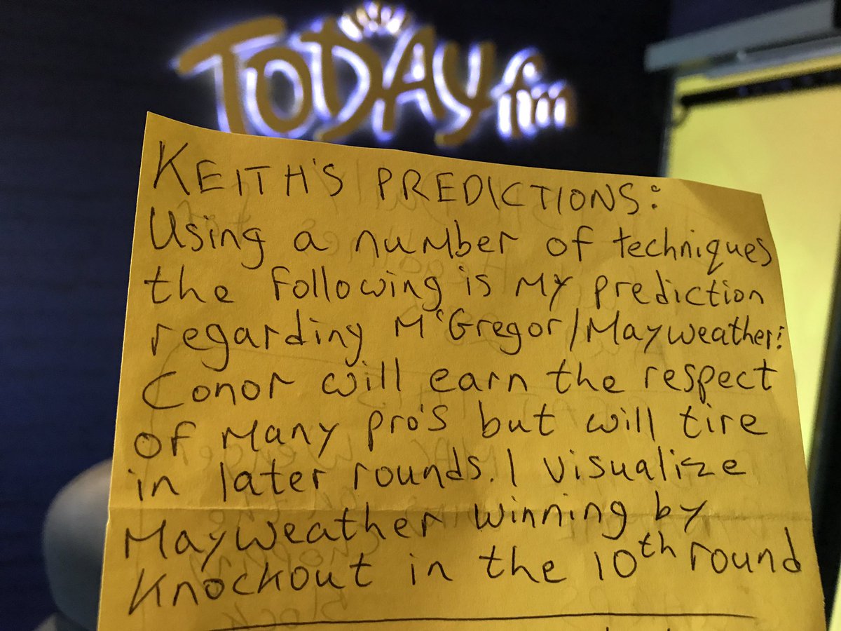 Fair play to @KeithpBarry - just opened the envelope of predictions from last week. Nailed it!