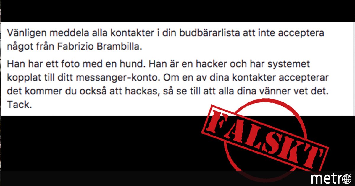viralgranskaren's tweet photo. Nej, Fabrizio Brambilla kommer inte hacka din Facebook
https://t.co/ofKDwjqHoB https://t.co/hiqGgdJJ57