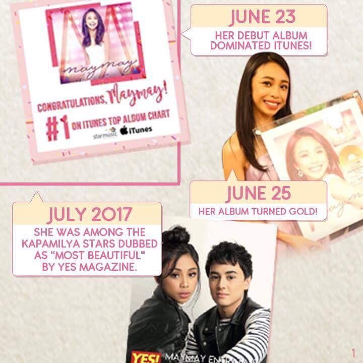 StarCinema's tweet photo. A timeline of Maymay's beginnings and success, in infographics ❤️ Catch her in her upcoming debut film #LovingInTandem this Sept. 13! 😍 https://t.co/LDK9etTHsa